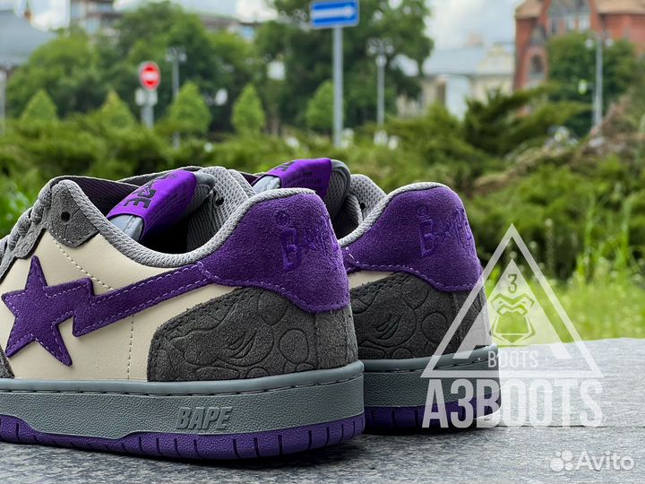 Кеды Bape Sta SK8 Mist Grey Royal Purple