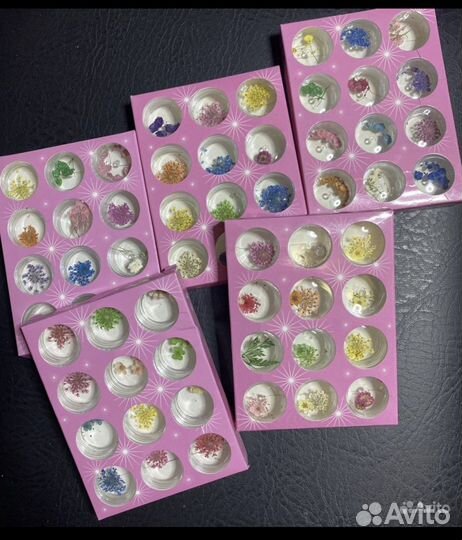 Сухоцветы для ногтей для дизайна в ассортименте