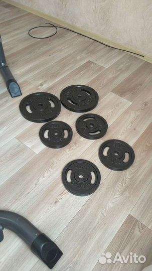 Силовой тренажёр, штанга, гантели, блины