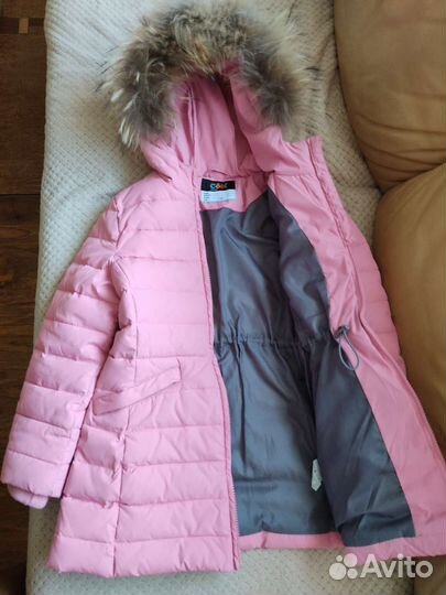 Зимняя куртка пуховик розовый на девочку 134