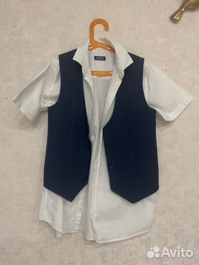 Жилет и льняная рубашка на 10-11 лет