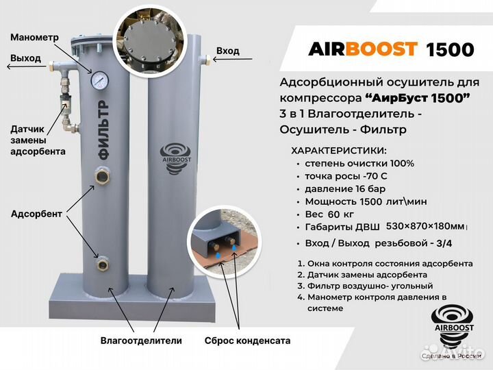 Осушитель для компрессора airboost 1500