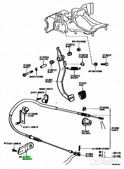 Кронштейн, трос сцепления