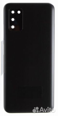 Задняя крышка для Samsung A03S Черная (со стеклом