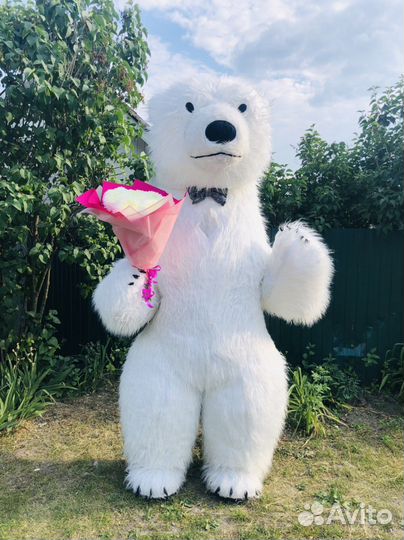 Ростовая кукла Белый мишка поздравление