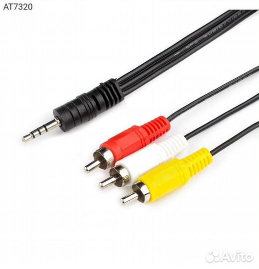 Аудиокабель atcom Jack 3.5 (M) - 3хRCA (M) 1.80м