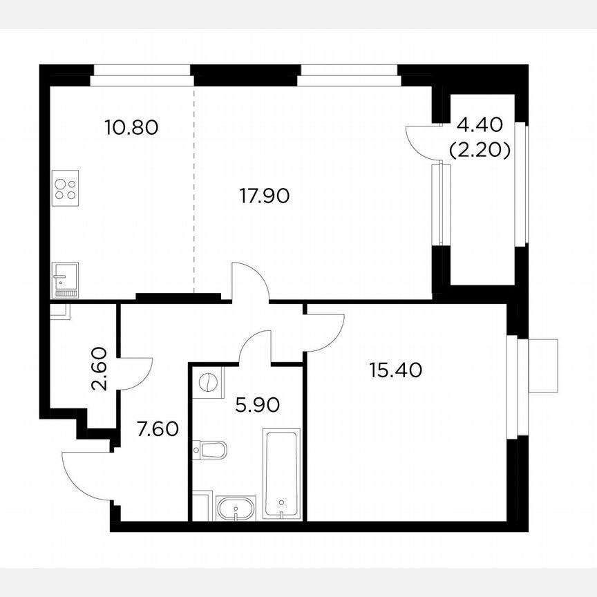 1-к. квартира, 62,4 м², 17/17 эт.