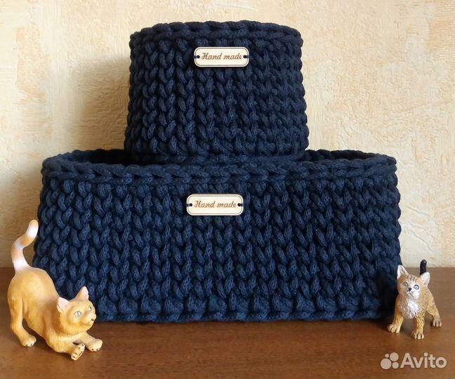 Корзинки вязаные из хлопкового шнура