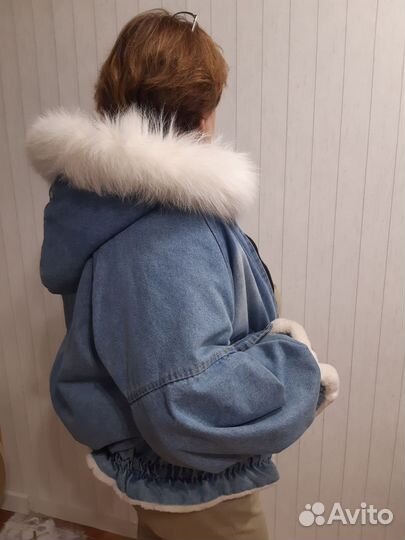 Джинсовая куртка женская зимняя