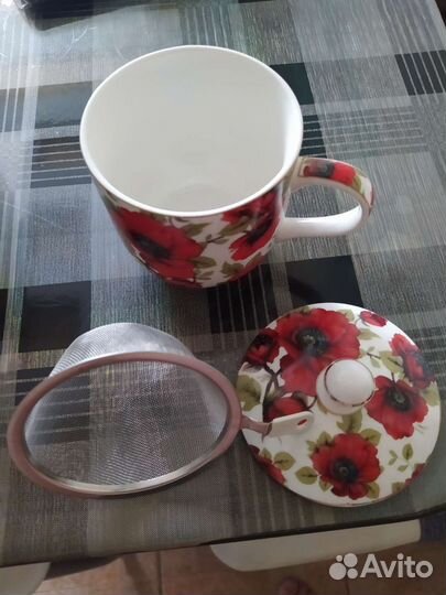 Новая кружка с ситом из фарфора