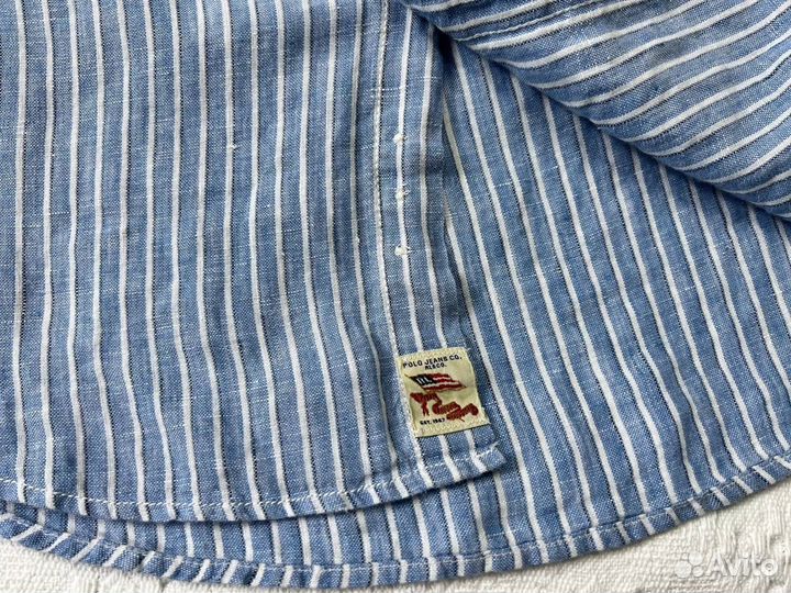 Рубашка голубая лен Polo jeans Ralph Lauren р.M