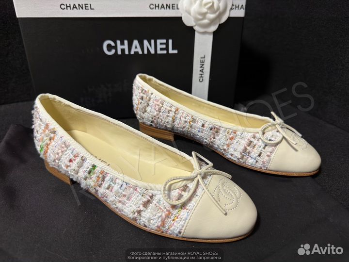 Твидовые балетки женские Chanel