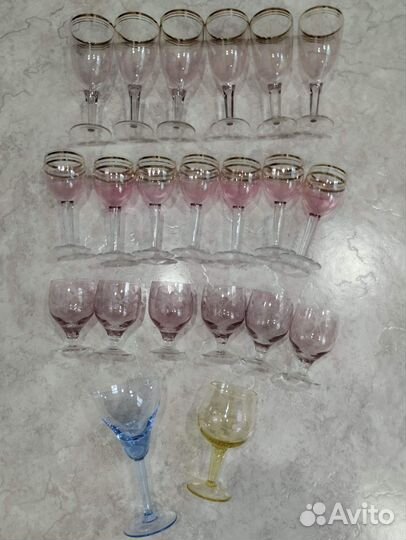 Фужер, рюмки из цветного стекла СССР