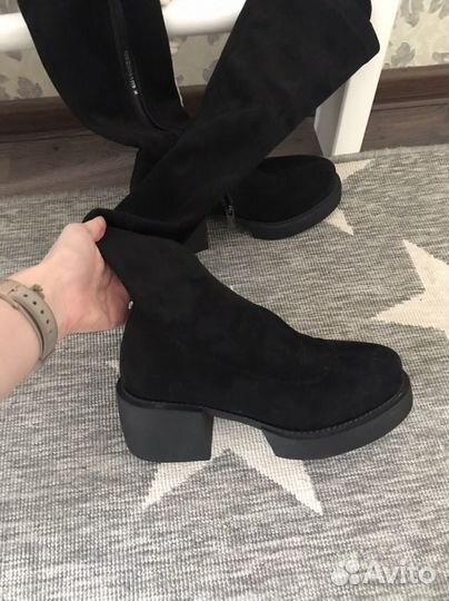 Замшевые ботфорты еврозима 38 размер,маломерят
