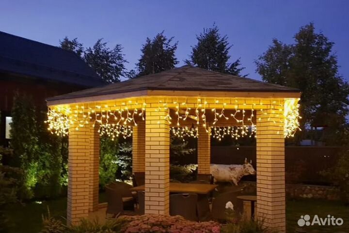 Гирлянда бахрома 25 метровая Winner тёплый свет,ме