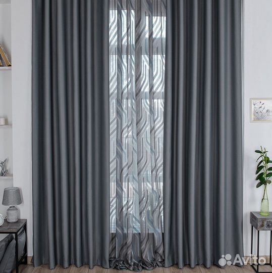 Шторы блэкаут Марсель Серый
