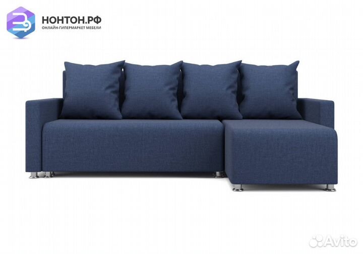 Диван угловой еврокнижка Челси темно-синий