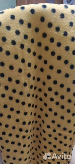 Ткань флисовая желтая в горох, черная, голубая