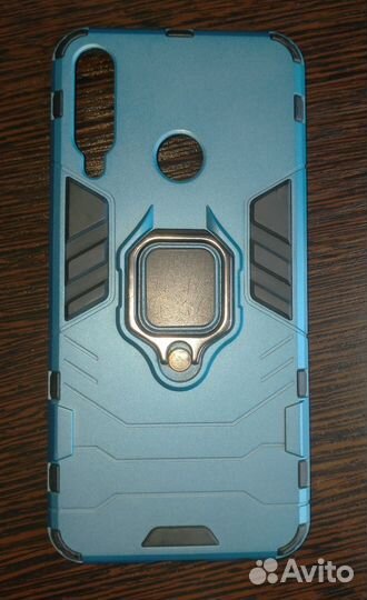 Голубой чехол с кольцом-подставкой для Huawei Y6p