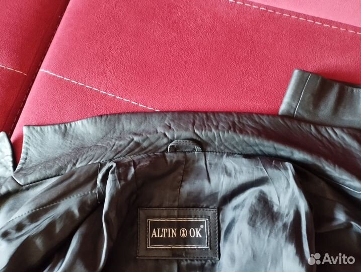 Кожаный пиджак 46 48 женский
