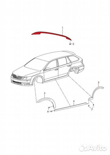 Молдинг крыши Skoda Octavia Scout cjsb 1.8 2015