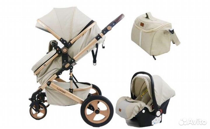 Новые коляска трансформер luxmom 518 3в1 бежевая