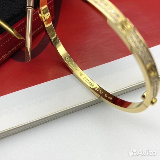 Браслет Cartier vgold, цирконы