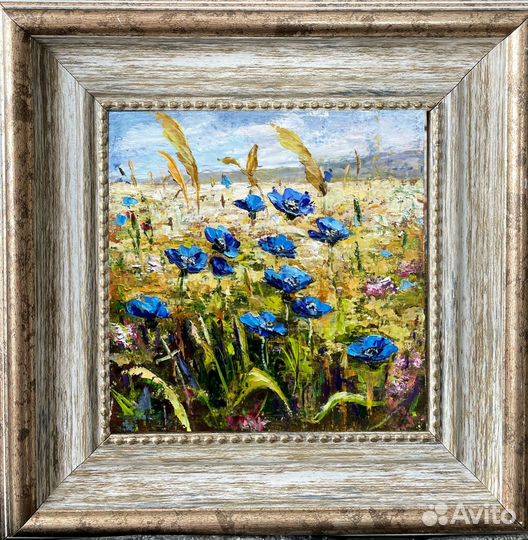 Картина полевые цветы васильки