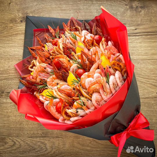 Съедобный букет из раков креветок мужской женский