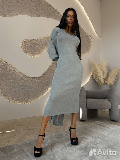 Трикотажное платье и кардиган