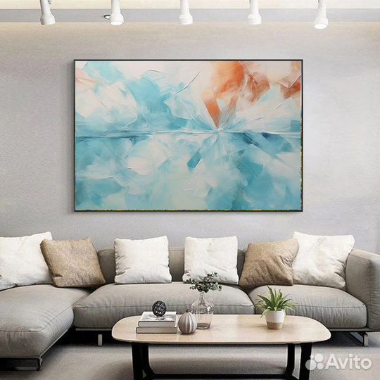 Интерьерная картина голубая абстракция Примерка