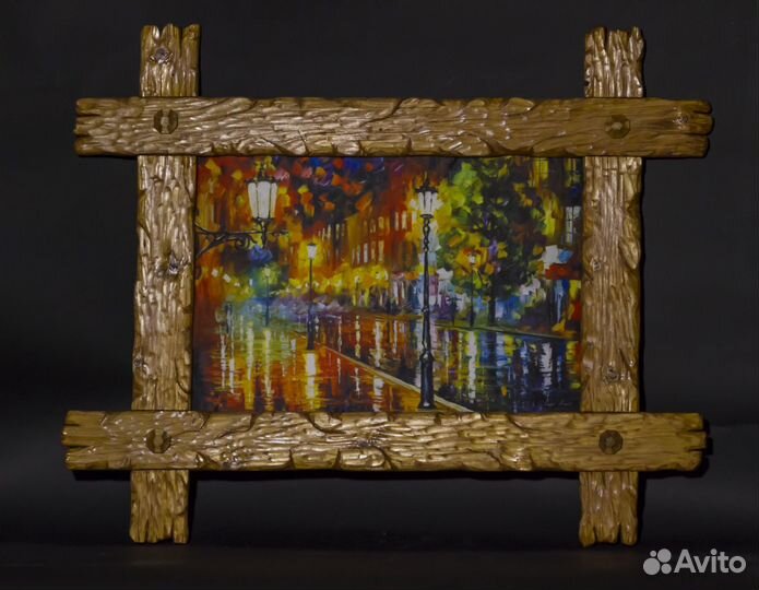Картина в духе импрессионизма в деревянной рамке
