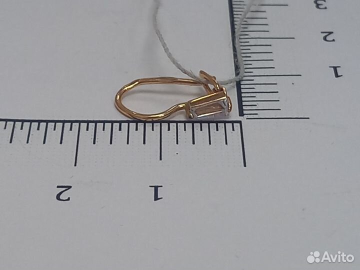 Золотые детские серьги с фианитами на французской