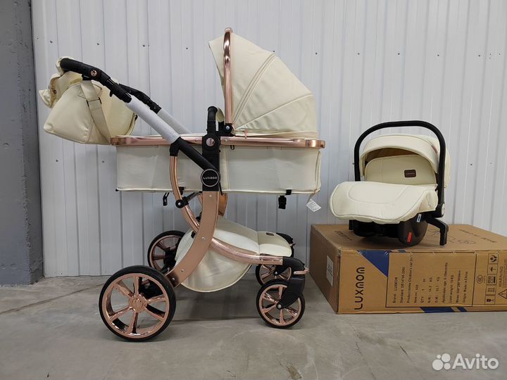 Коляска Luxmom 608 2в1/3в1 экокожа