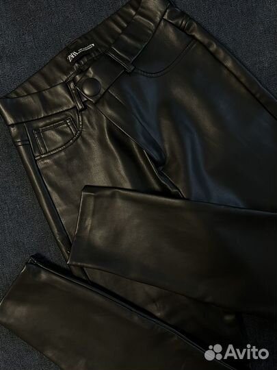 Брюки кожаные zara