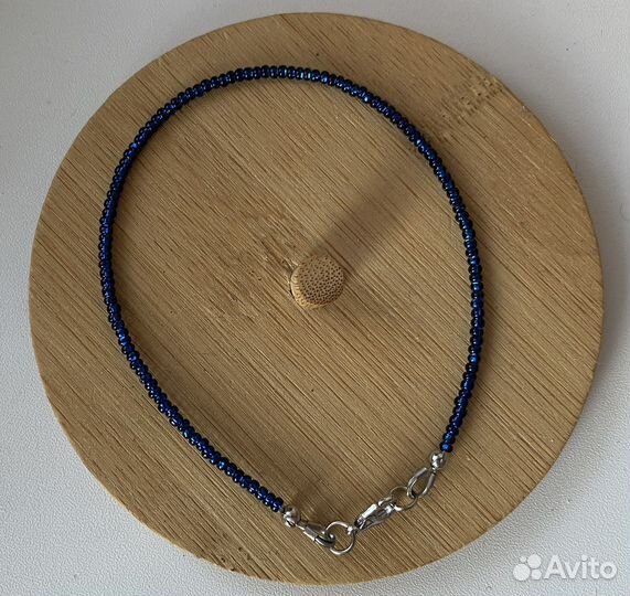 Браслет на ногу из бисера на ювелирном тросе