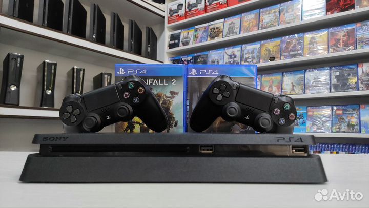 Sony PS4 Slim 1Tb + 2 геймпада + 110 игр