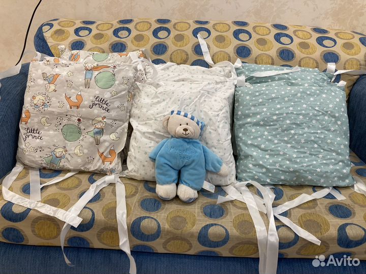 Бортики в кроватку сатин новые для новорожденных