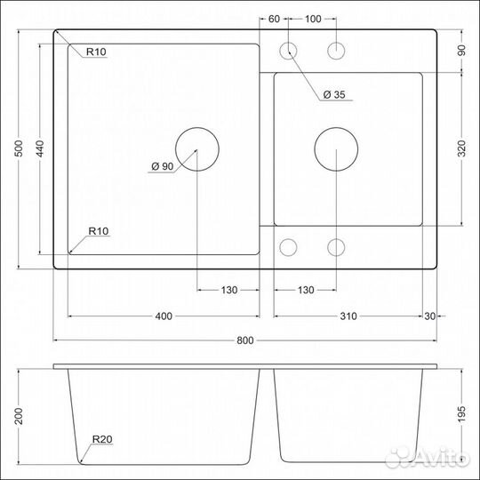 Кварцевая мойка emar EMQ-2800.Q Барит