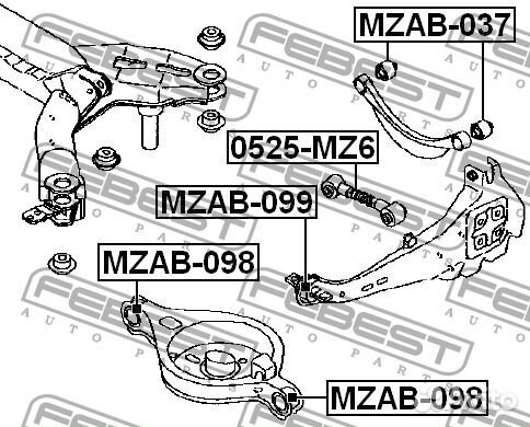 Febest mzab-099 Сайлентблок рычага mazda 6 02-08 з