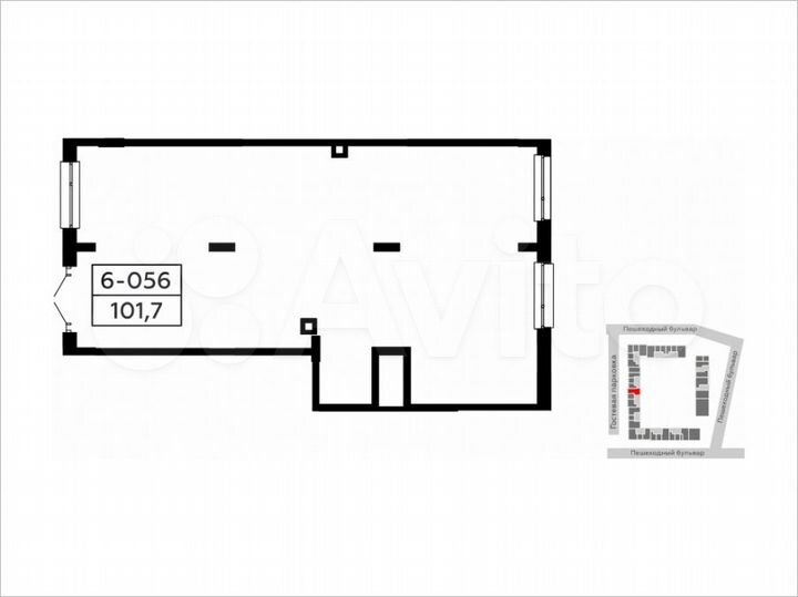 Аренда торговое помещение, площадь 101.5 кв.м