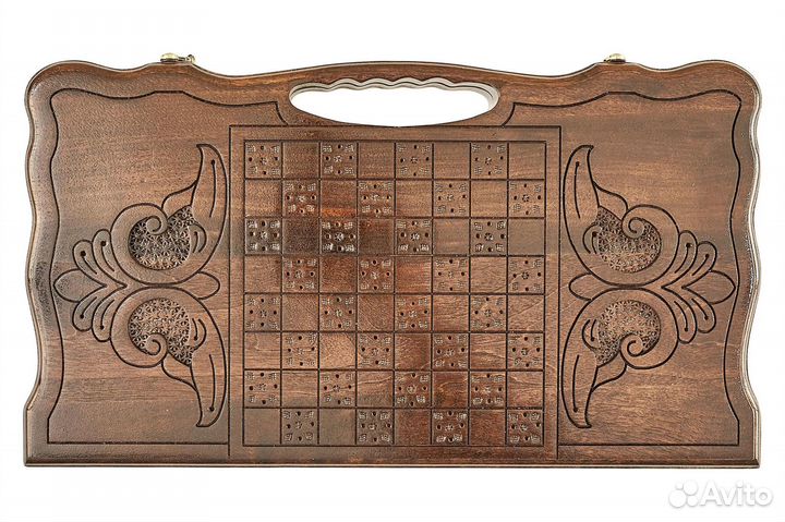 Нарды и шашки резные Лев из Африки 50 х 53 см бук Армения 62395