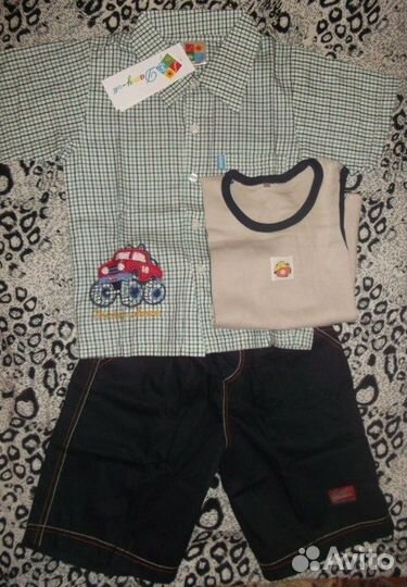 Костюм-тройка рубашка, шорты и майка новый