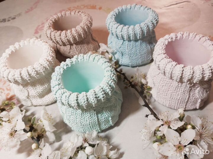 Гипсовые кашпо. Лилии/мешочки/ракушки