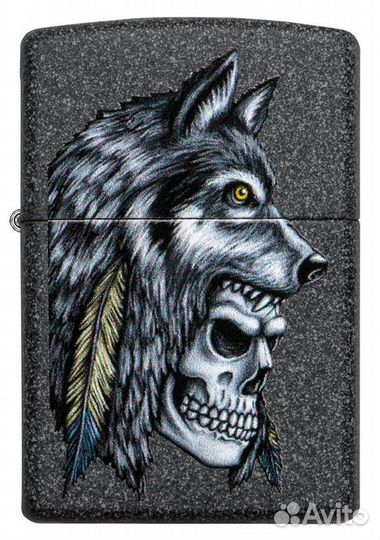 Зажигалка Zippo 29863 Wolf Skull Feather Design