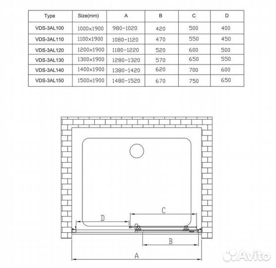 Душевая дверь Alpha VDS-3AL120CL, 1200