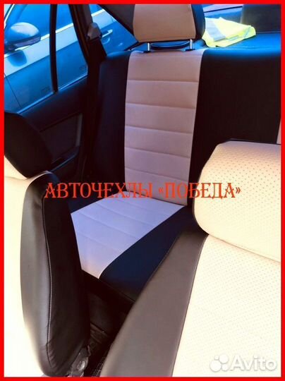 Чехлы Daewoo Nexia из экокожи чёрно-бежевые Класси