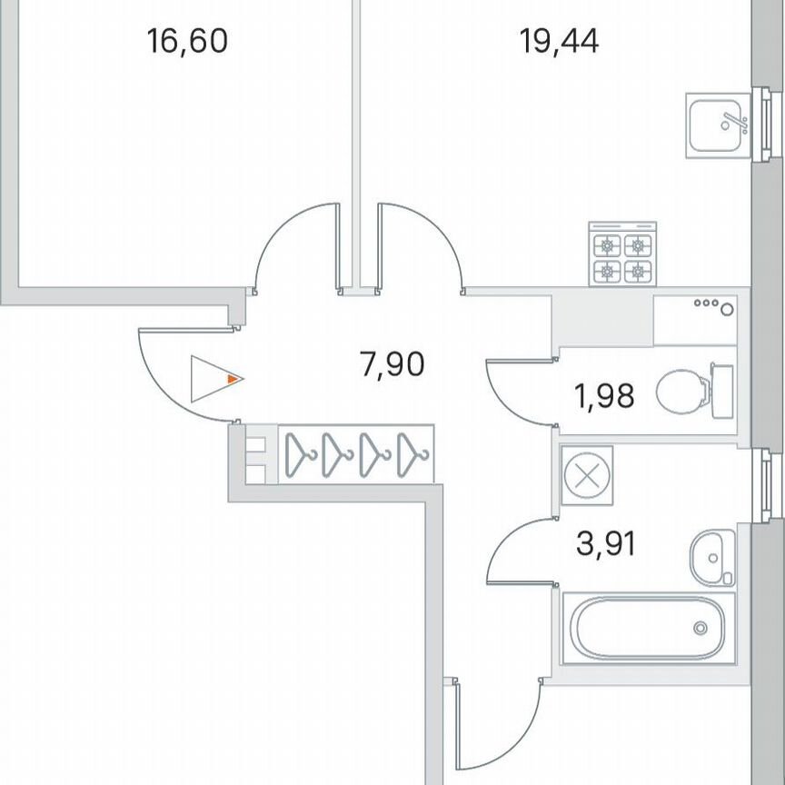 2-к. квартира, 63,2 м², 4/8 эт.