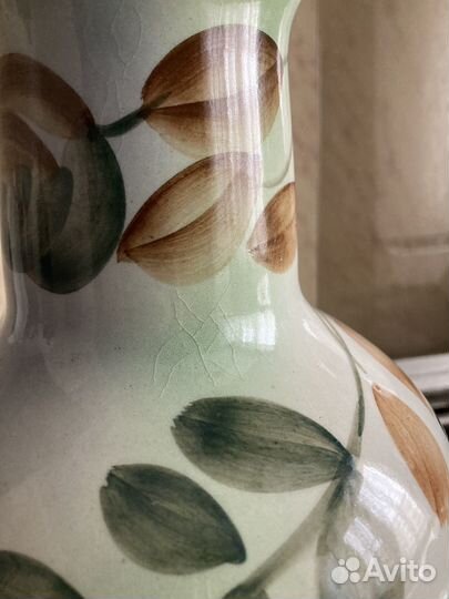 Керамическая ваза СССР большая с рисунком