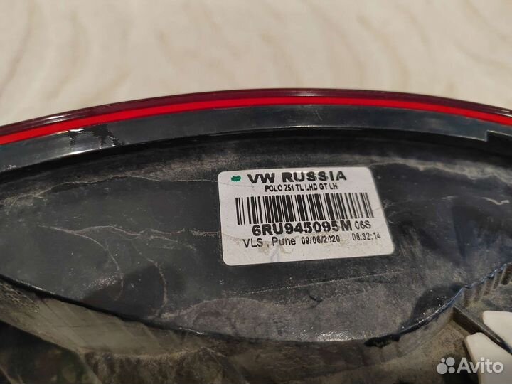 Фонарь левый VW polo седан GT рестайлинг оригинал